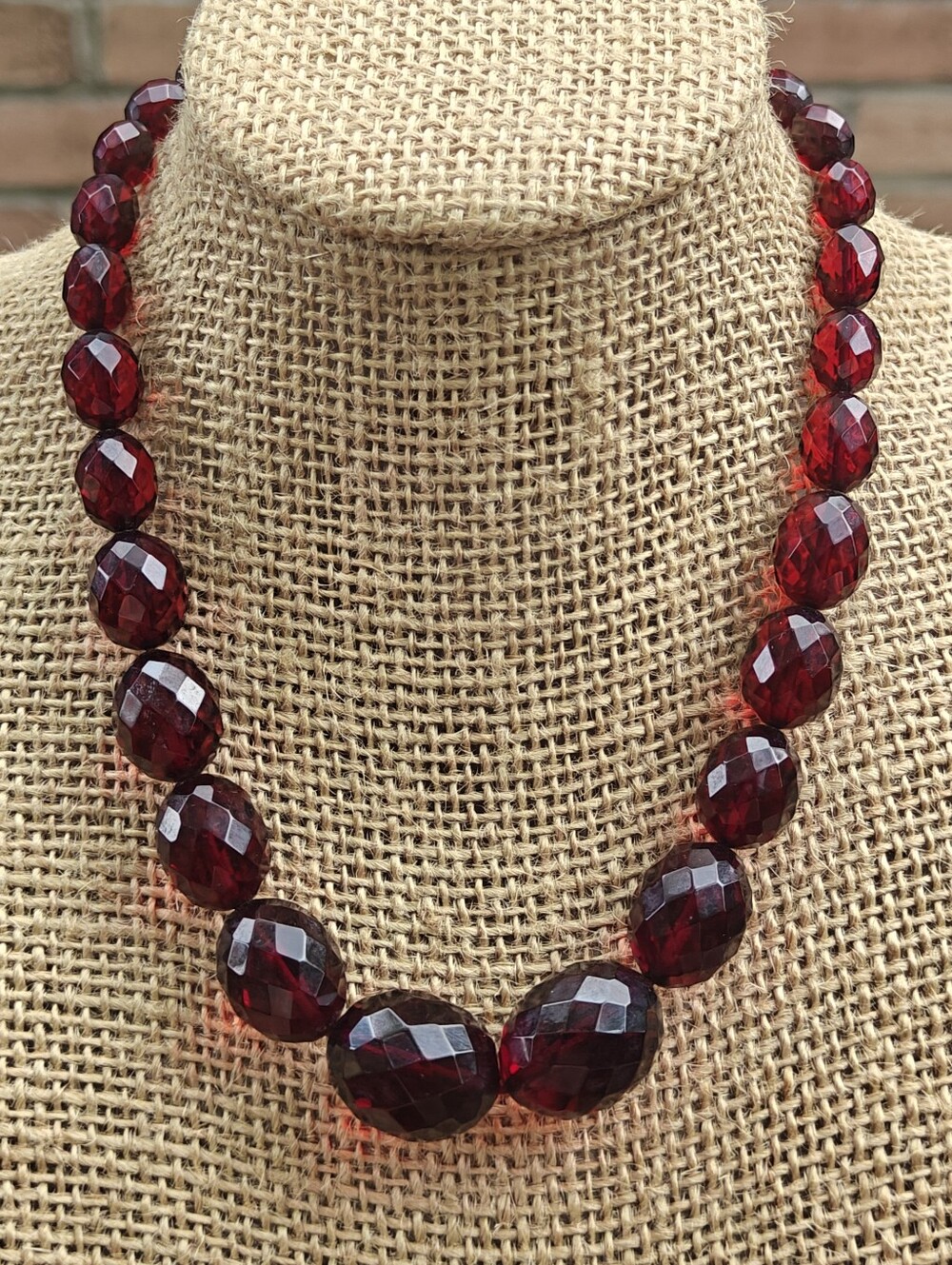 Cherry Amber Bakelite Necklace Art Deco